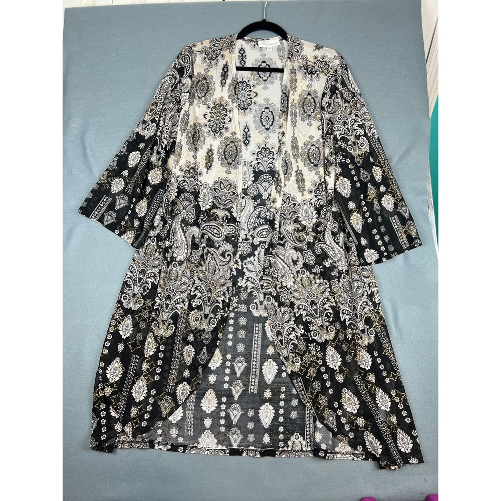 Dark Boho Paisley Kimono‎ Duster Gold Metallic Whimsygoth XL